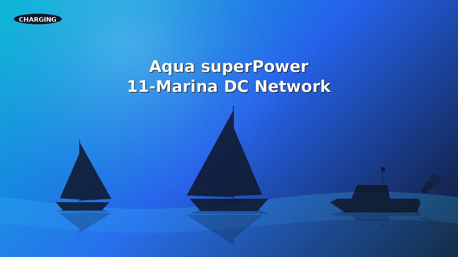 Coastal cruising fleet at a marina equipped with a DC fast charger.
