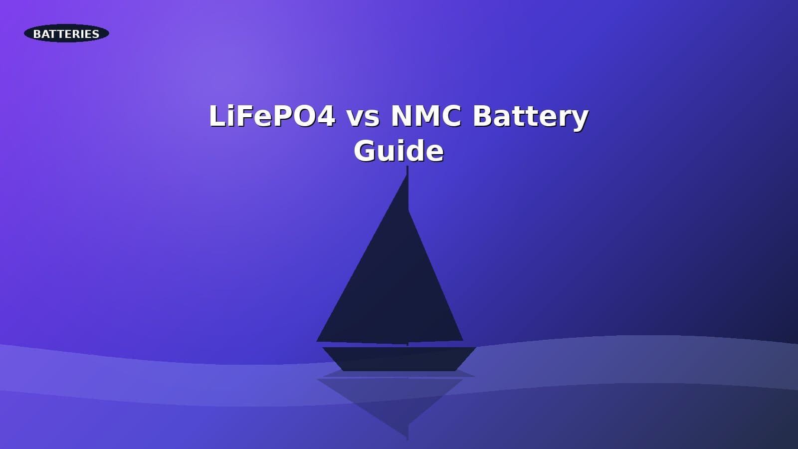 Cruising sailboat with two candidate marine battery chemistries shown side by side.