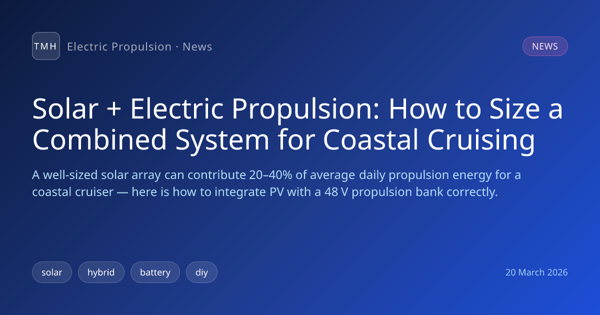 Solar + Electric Propulsion: How to Size a Combined System for Coastal ...